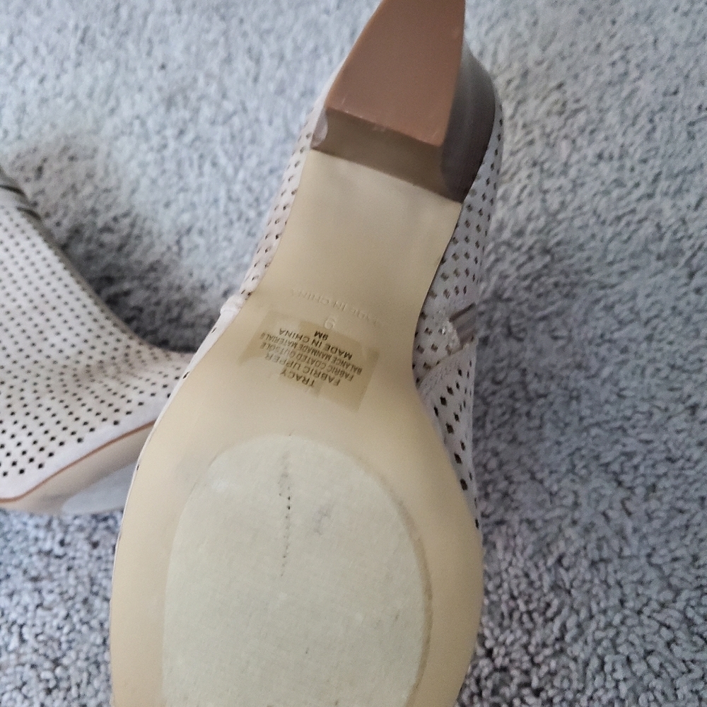 Kaari Blue Tracy Fabric Upper Cream Bow Peep-Toe Ankle Boots Size 9 - Picture 3 of 11